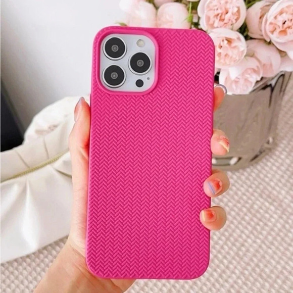 ⚠️Clearance🫧iPhone 13/Pro Max 2pcs Cute Textured iPhone Cases Pink And White - Picture 3 of 4